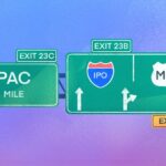 Illustration of freeway exits: SPAC, IPO, M&A.