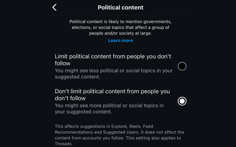 A Meta ‘error’ broke the political content filter on Threads and Instagram