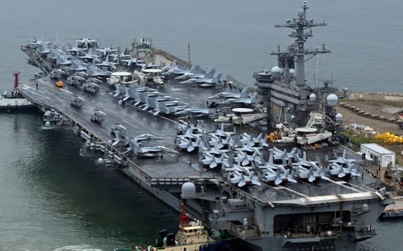 A US Navy aircraft carrier has arrived in South Korea just days after Russia and North Korea signed a defense pact