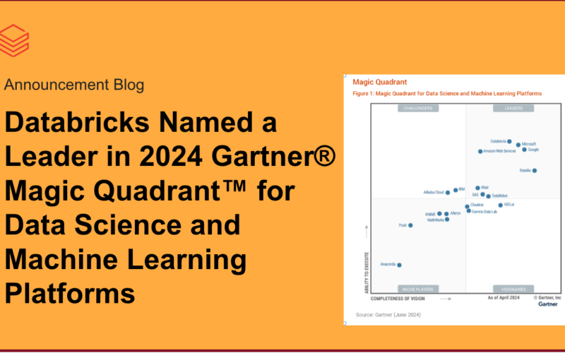 Databricks Named a Leader in 2024 Gartner® Magic Quadrant™ for Data Science and Machine Learning Platforms