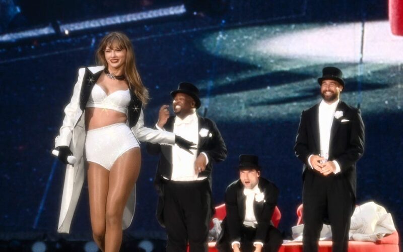 Taylor Swift brought a tuxedo-clad Travis Kelce to the stage during London Eras Tour show