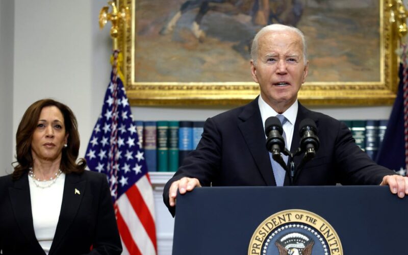 Biden offers Harris emotional endorsement during the VP's first campaign speech since election shakeup: 'I'm watching ya kid, I love ya.'