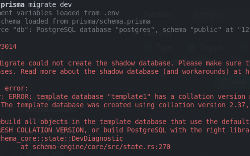 Error: P1003 : Prisma Migrate could not create the shadow database.