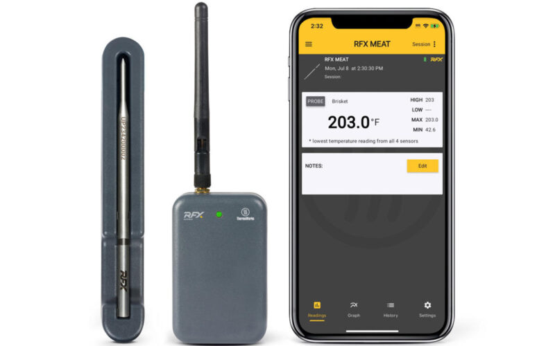 ThermoWorks’ RFX Meat wireless probe uses radio waves instead of Bluetooth to monitor food on the grill