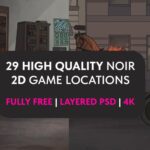 2D Free Noir Game Backgrounds - 4K Layered PSD