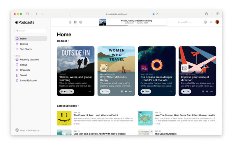 Apple Podcasts now has a useful web interface for browsing and listening to shows