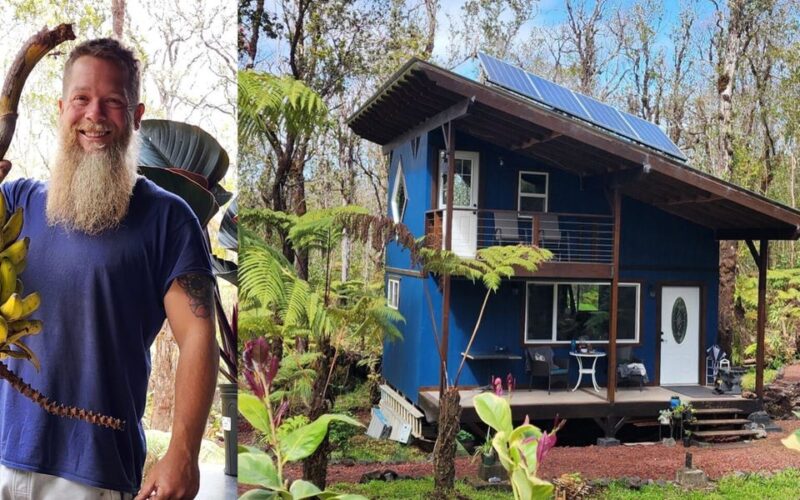 He's spent 5 years building a cabin in the woods in Hawaii to escape the Minnesota winters. Now, he's planning to move there for good.