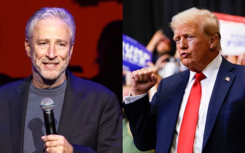 Jon Stewart says he thought the Trump-Musk X livestream was just 'like two old dudes in a basement talking about how hot each other is'