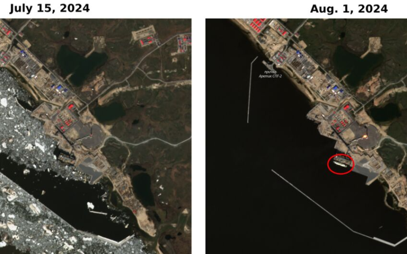 Satellite Images Show First LNG Ship at Sanctioned Russian Plant