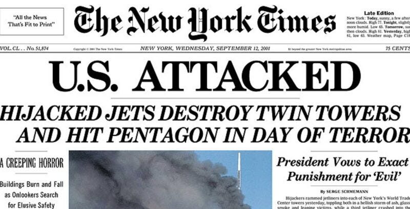 'AMERICA'S DARKEST DAY': See newspaper headlines from around the world after 9/11