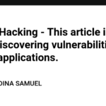 Ethical Hacking - This article is about discovering vulnerabilities in web applications.