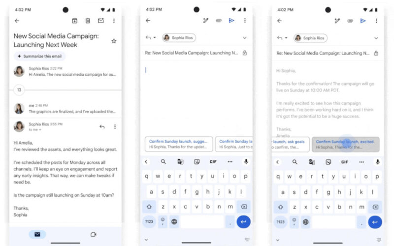 Google launches Gemini’s contextual smart replies in Gmail