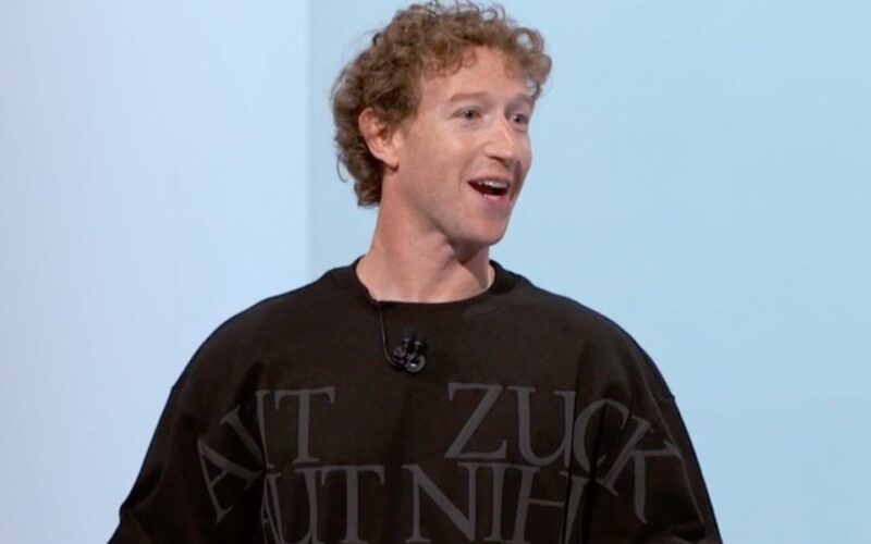 Mark Zuckerberg's shirt says 'All Zuck or All Nothing' in Latin