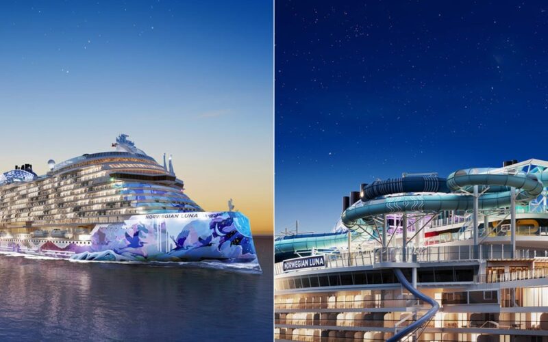 Norwegian unveiled plans for a new cruise ship — complete with a roller coaster waterslide and night club to take on Royal Caribbean