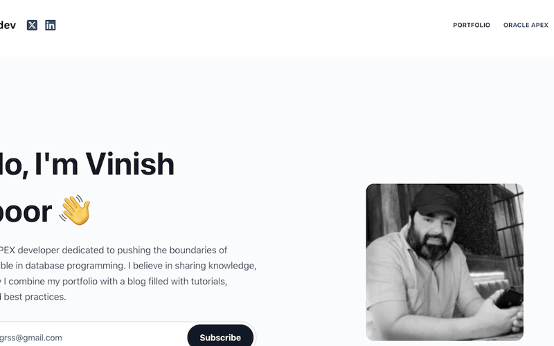 Oracle APEX Tutorial: Master Database Development with Vinish.dev