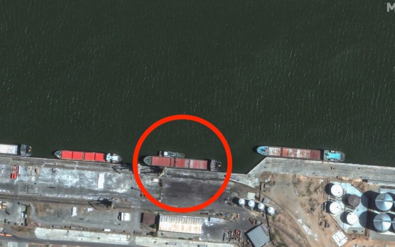 Satellite images show the Russian cargo ship that transported ballistic missiles from Iran