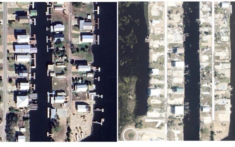 Before and after satellite photos show Hurricane Helene's destruction of the Florida coast