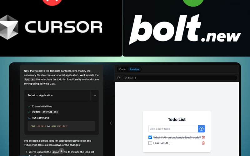 Cursor AI ? Bolt.new now Install Packages & run Backends Code