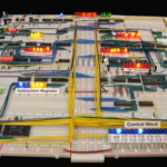 photo of a breadboard computer, literally a bunch of basic components wired together on an electrical breadboard by hand!