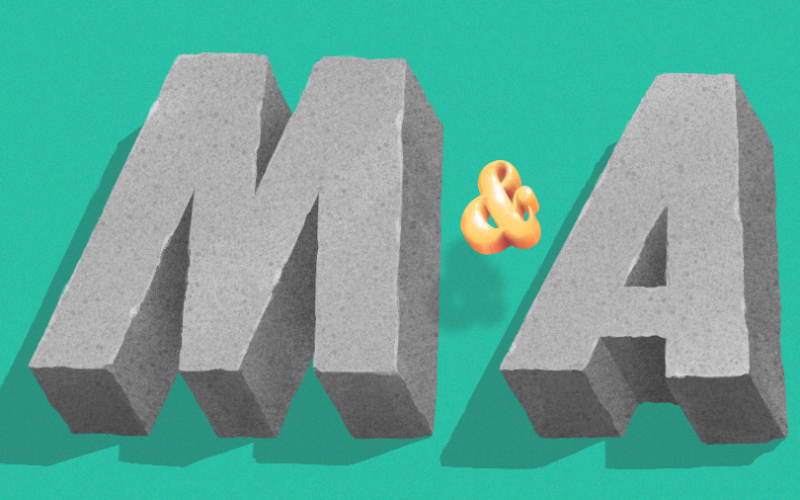 Illustration of M&A block letters.