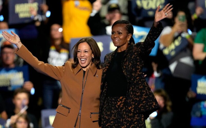 Michelle Obama, in first appearance on the Harris campaign trail, says the race is 'too close for my liking'