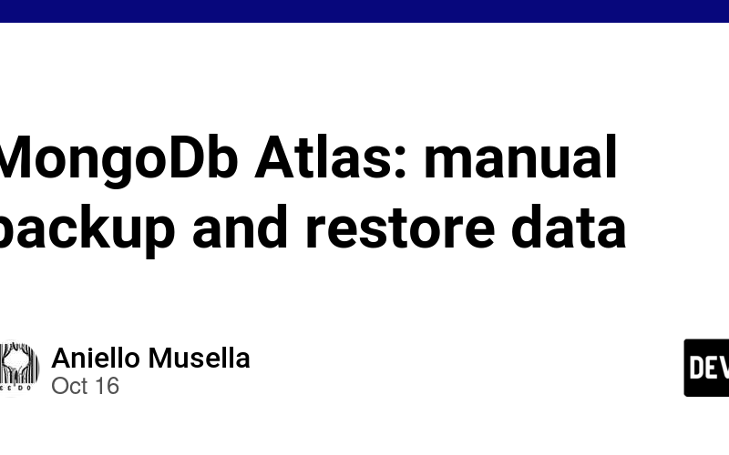 MongoDb Atlas: manual backup and restore data