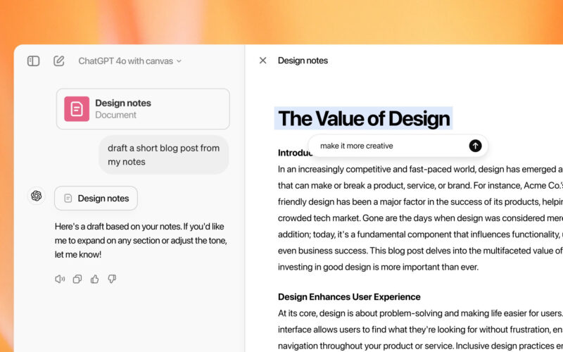 OpenAI rolls out Canvas, its newest ChatGPT interface