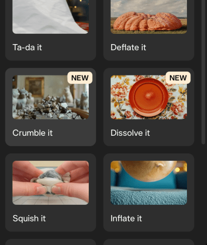 Pika 1.5 updates again to add even more AI video Pikaffects: crumble, dissolve, deflate, ta-da