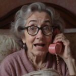 Elderly woman on phone in cozy bedroom