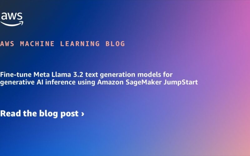 Fine-tune Meta Llama 3.2 text generation models for generative AI inference using Amazon SageMaker JumpStart | Amazon Web Services