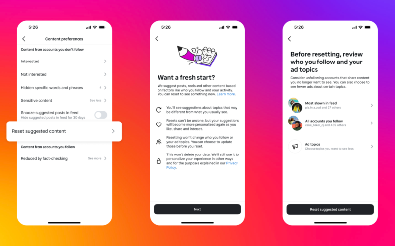 Instagram will let you ‘reset’ your recommendations