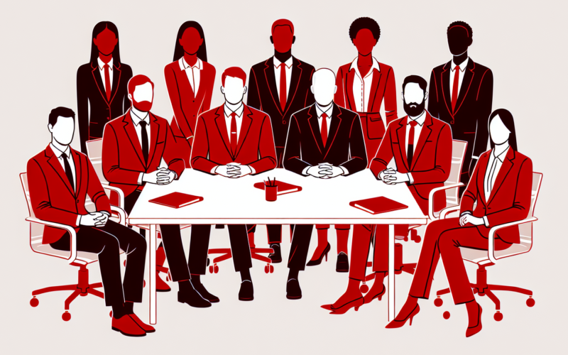 A team of people in red illustrating new AI red teaming methods created by OpenAI to improve the safety of new artificial intelligence models.