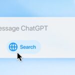 ChatGPT message window with search icon.