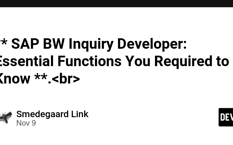 ** SAP BW Inquiry Developer: Essential Functions You Required to Know **.